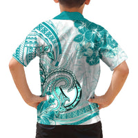 Polynesia Paisley Family Matching Short Sleeve Bodycon Dress and Hawaiian Shirt Mix Teal Polynesian Pattern LT05 - Polynesian Pride
