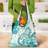 Polynesia Paisley Grocery Bag Mix Teal Polynesian Pattern