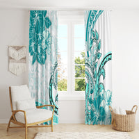 Polynesia Paisley Window Curtain Mix Teal Polynesian Pattern