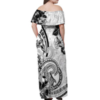 Polynesia Paisley Off Shoulder Maxi Dress Mix White Polynesian Pattern LT05 - Polynesian Pride