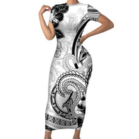 Polynesia Paisley Short Sleeve Bodycon Dress Mix White Polynesian Pattern LT05 Long Dress White - Polynesian Pride