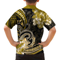 Polynesia Paisley Family Matching Long Sleeve Bodycon Dress and Hawaiian Shirt Mix Gold Polynesian Pattern LT05 - Polynesian Pride