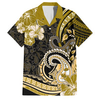 Polynesia Paisley Family Matching Short Sleeve Bodycon Dress and Hawaiian Shirt Mix Gold Polynesian Pattern LT05 Dad's Shirt - Short Sleeve Gold - Polynesian Pride
