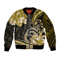 Polynesia Paisley Sleeve Zip Bomber Jacket Mix Gold Polynesian Pattern LT05 Unisex Gold - Polynesian Pride