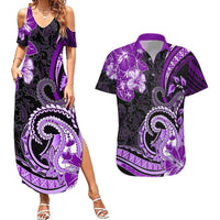 Polynesia Paisley Couples Matching Summer Maxi Dress and Hawaiian Shirt Mix Purple Polynesian Pattern LT05 Purple - Polynesian Pride