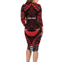 Personalised Easter Island Family Matching Long Sleeve Bodycon Dress and Hawaiian Shirt Polynesian Pattern Emblem