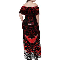 Personalised Easter Island Family Matching Off Shoulder Maxi Dress and Hawaiian Shirt Polynesian Pattern Emblem