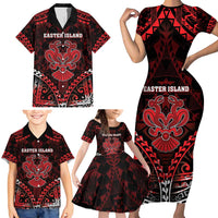 Personalised Easter Island Family Matching Short Sleeve Bodycon Dress and Hawaiian Shirt Polynesian Pattern Emblem