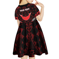 Personalised Easter Island Kid Short Sleeve Dress Polynesian Pattern Emblem
