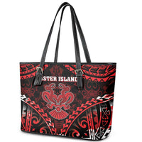 Easter Island Leather Tote Bag Polynesian Pattern Emblem