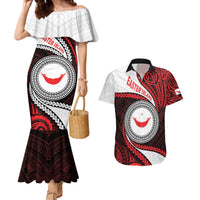 Easter Island Couples Matching Mermaid Dress and Hawaiian Shirt Moai Statues Polynesian Style