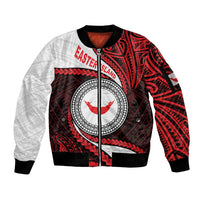 Easter Island Sleeve Zip Bomber Jacket Moai Statues Polynesian Style