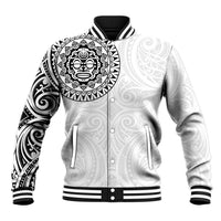 New Zealand Aotearoa Baseball Jacket Maori Te Mata O Rongokako LT05 Unisex White - Polynesian Pride