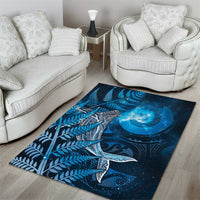 New Zealand Matariki Area Rug Maori Koru With Humpback Whale Blue LT05 - Polynesian Pride