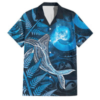 New Zealand Matariki Family Matching Mermaid Dress and Hawaiian Shirt Maori Koru With Humpback Whale Blue LT05 Dad's Shirt - Short Sleeve Blue - Polynesian Pride