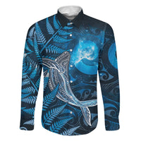 New Zealand Matariki Family Matching Mermaid Dress and Hawaiian Shirt Maori Koru With Humpback Whale Blue LT05 Dad's Shirt - Long Sleeve Blue - Polynesian Pride