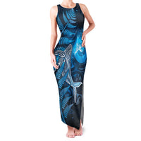 New Zealand Matariki Family Matching Tank Maxi Dress and Hawaiian Shirt Maori Koru With Humpback Whale Blue