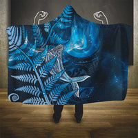 New Zealand Matariki Hooded Blanket Maori Koru With Humpback Whale Blue
