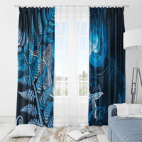 New Zealand Matariki Window Curtain Maori Koru With Humpback Whale Blue