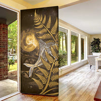 New Zealand Matariki Door Cover Maori Koru With Humpback Whale Gold LT05 - Polynesian Pride