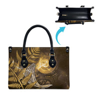 New Zealand Matariki Leather Bag Maori Koru With Humpback Whale Gold