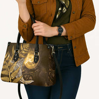 New Zealand Matariki Leather Bag Maori Koru With Humpback Whale Gold