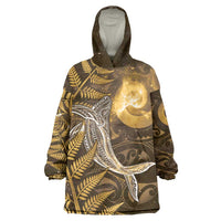 New Zealand Matariki Wearable Blanket Hoodie Maori Koru With Humpback Whale Gold LT05 One Size Gold - Polynesian Pride