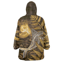 New Zealand Matariki Wearable Blanket Hoodie Maori Koru With Humpback Whale Gold LT05 - Polynesian Pride