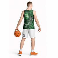 New Zealand Matariki Basketball Jersey Maori Koru With Humpback Whale Green LT05 - Polynesian Pride