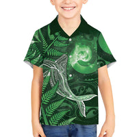 New Zealand Matariki Family Matching Mermaid Dress and Hawaiian Shirt Maori Koru With Humpback Whale Green