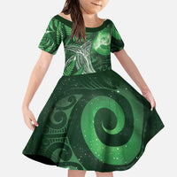 New Zealand Matariki Family Matching Puletasi and Hawaiian Shirt Maori Koru With Humpback Whale Green