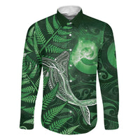 New Zealand Matariki Family Matching Puletasi and Hawaiian Shirt Maori Koru With Humpback Whale Green