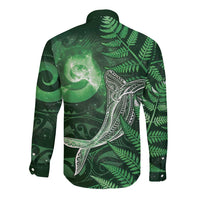 New Zealand Matariki Long Sleeve Button Shirt Maori Koru With Humpback Whale Green