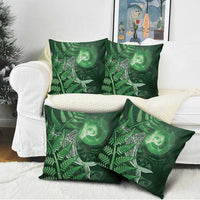 New Zealand Matariki Pillow Cover Maori Koru With Humpback Whale Green