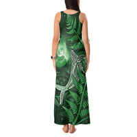 New Zealand Matariki Tank Maxi Dress Maori Koru With Humpback Whale Green