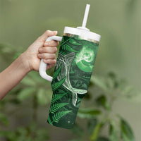 New Zealand Matariki Tumbler With Handle Maori Koru With Humpback Whale Green LT05 - Polynesian Pride