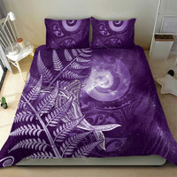 New Zealand Matariki Bedding Set Maori Koru With Humpback Whale Purple