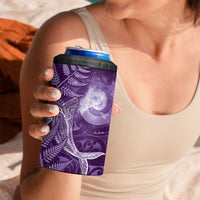 New Zealand Matariki 4 in 1 Can Cooler Tumbler Maori Koru With Humpback Whale Purple