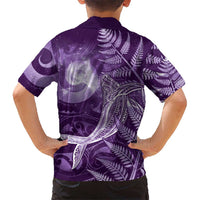 New Zealand Matariki Family Matching Long Sleeve Bodycon Dress and Hawaiian Shirt Maori Koru With Humpback Whale Purple LT05 - Polynesian Pride