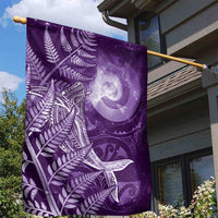 New Zealand Matariki Garden Flag Maori Koru With Humpback Whale Purple