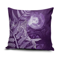 New Zealand Matariki Pillow Cover Maori Koru With Humpback Whale Purple