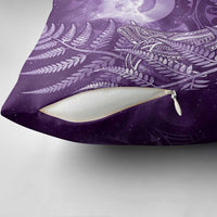 New Zealand Matariki Pillow Cover Maori Koru With Humpback Whale Purple