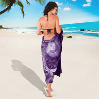 New Zealand Matariki Sarong Maori Koru With Humpback Whale Purple