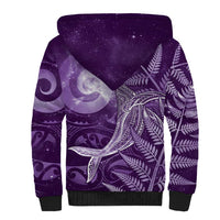 New Zealand Matariki Sherpa Hoodie Maori Koru With Humpback Whale Purple