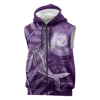 New Zealand Matariki Sleeveless Zip Hoodie Maori Koru With Humpback Whale Purple