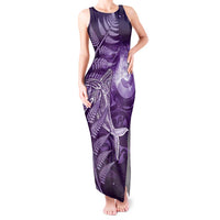 New Zealand Matariki Tank Maxi Dress Maori Koru With Humpback Whale Purple