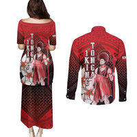 The First King Of Tonga Couples Matching Puletasi and Long Sleeve Button Shirt Tongan Pride LT05 - Polynesian Pride
