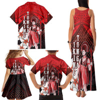The First King Of Tonga Family Matching Tank Maxi Dress and Hawaiian Shirt Tongan Pride