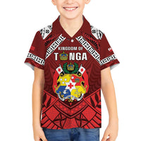 Tonga Emancipation Day Family Matching Long Sleeve Bodycon Dress and Hawaiian Shirt Tongan Kupesi Pattern LT05 Son's Shirt Red - Polynesian Pride