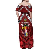 Tonga Emancipation Day Family Matching Off Shoulder Maxi Dress and Hawaiian Shirt Tongan Kupesi Pattern